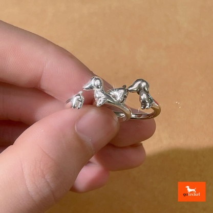 Adjustable Silver Teckel Ring 