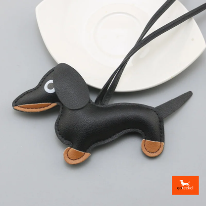 Leather Teckel Keychain 
