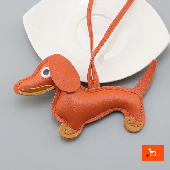 Leather Teckel Keychain 