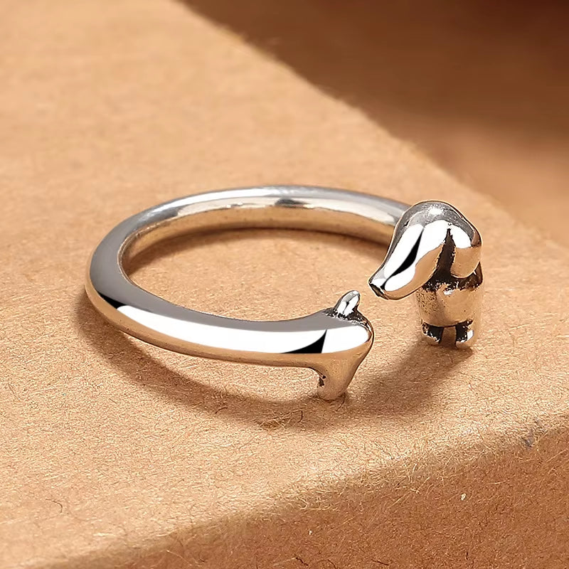 Adjustable Silver Teckel Ring 